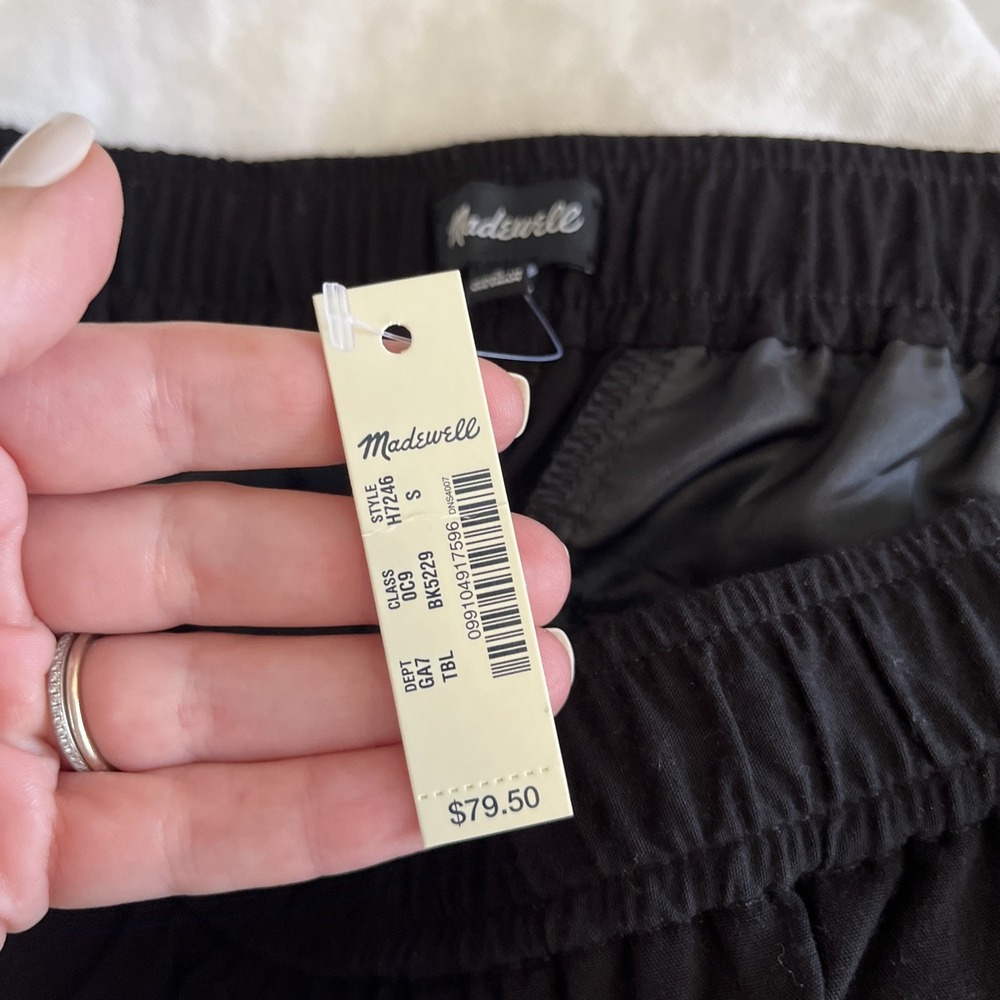 NWT Madewell Black Cuffed Track Trousers Pants Size Small Pull On Pockets - Picture 8 of 9